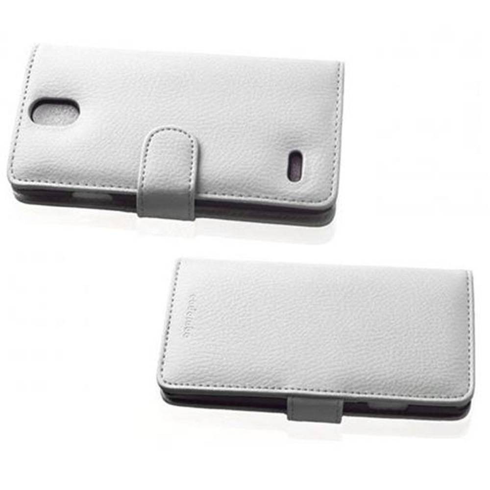 Cadorabo Schutzhülle für Huawei ASCEND G610 Hülle in Weiß Handyhülle Etui Case Backcover Kunstleder Tasche