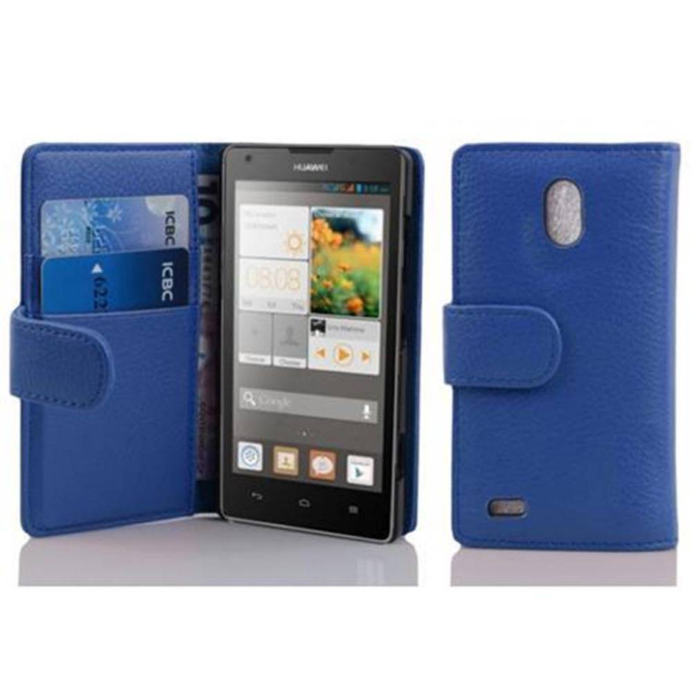 Cadorabo Schutzhülle für Huawei ASCEND G700 Hülle in Blau Handyhülle Etui Case Backcover Kunstleder Tasche