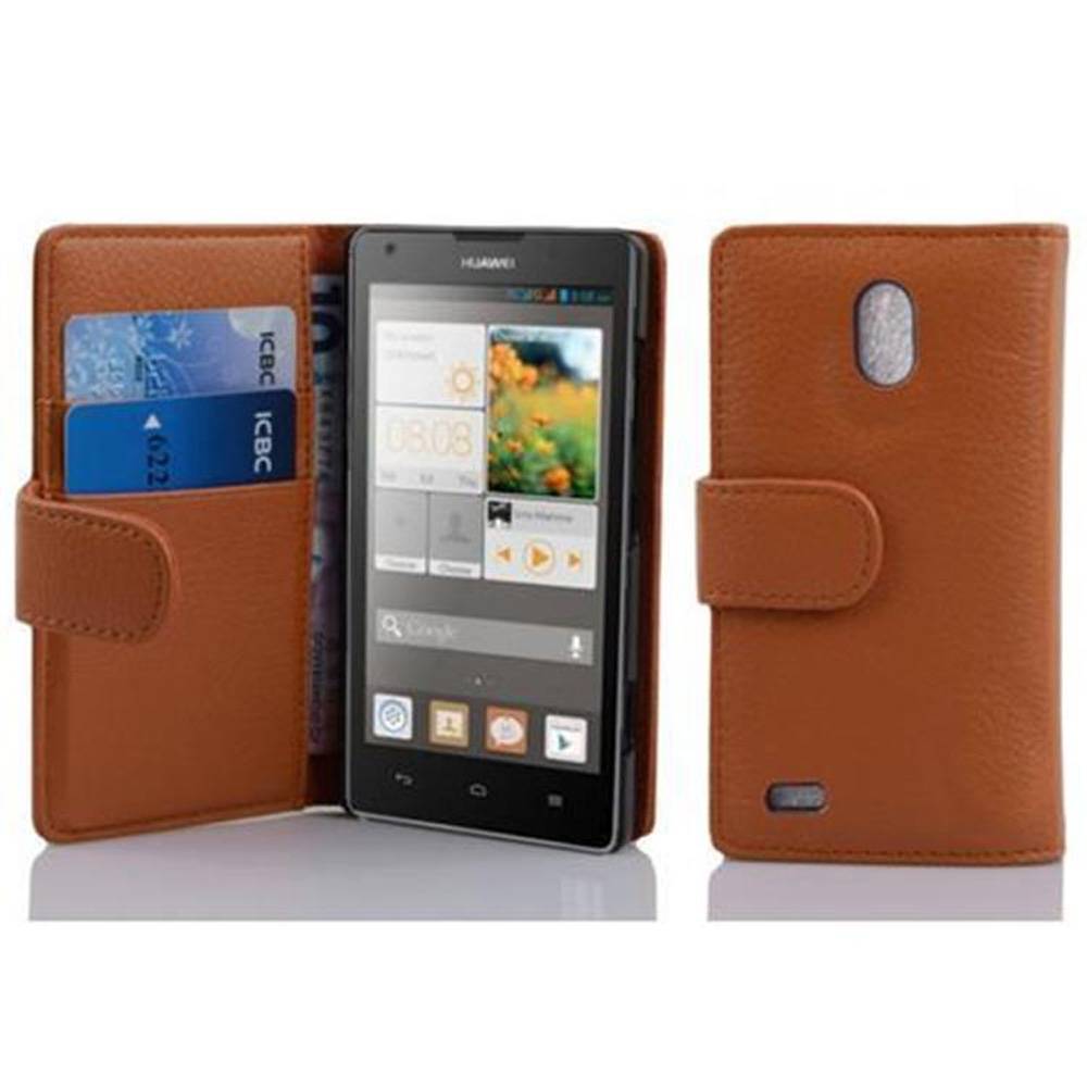 Cadorabo Schutzhülle für Huawei ASCEND G700 Hülle in Braun Handyhülle Etui Case Backcover Kunstleder Tasche