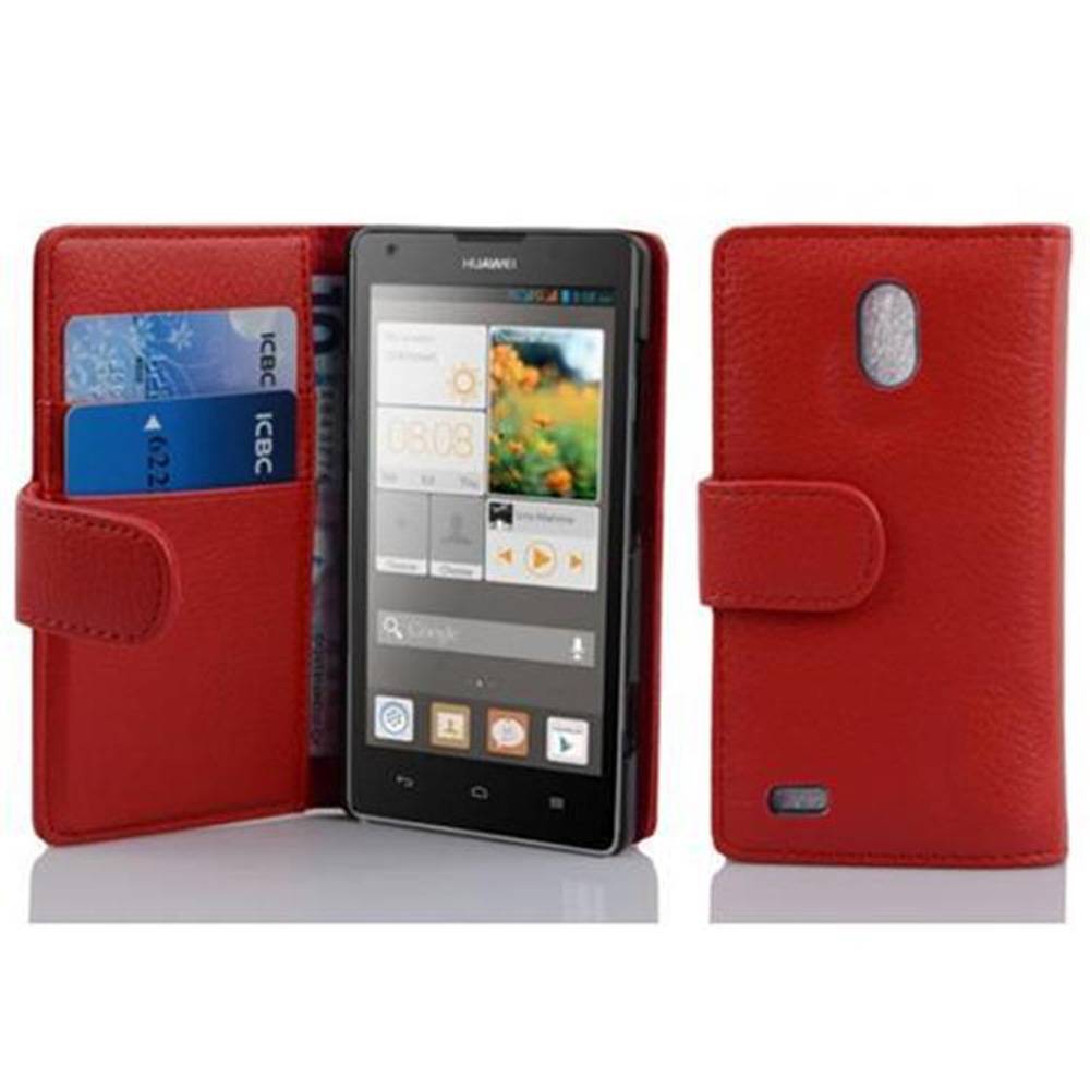 Cadorabo Schutzhülle für Huawei ASCEND G700 Hülle in Rot Handyhülle Etui Case Backcover Kunstleder Tasche