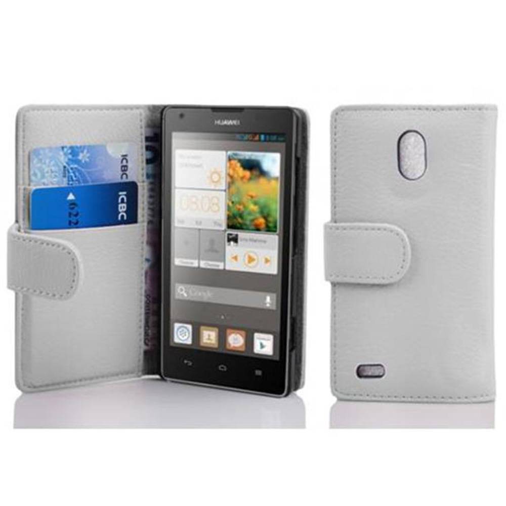 Cadorabo Schutzhülle für Huawei ASCEND G700 Hülle in Weiß Handyhülle Etui Case Backcover Kunstleder Tasche