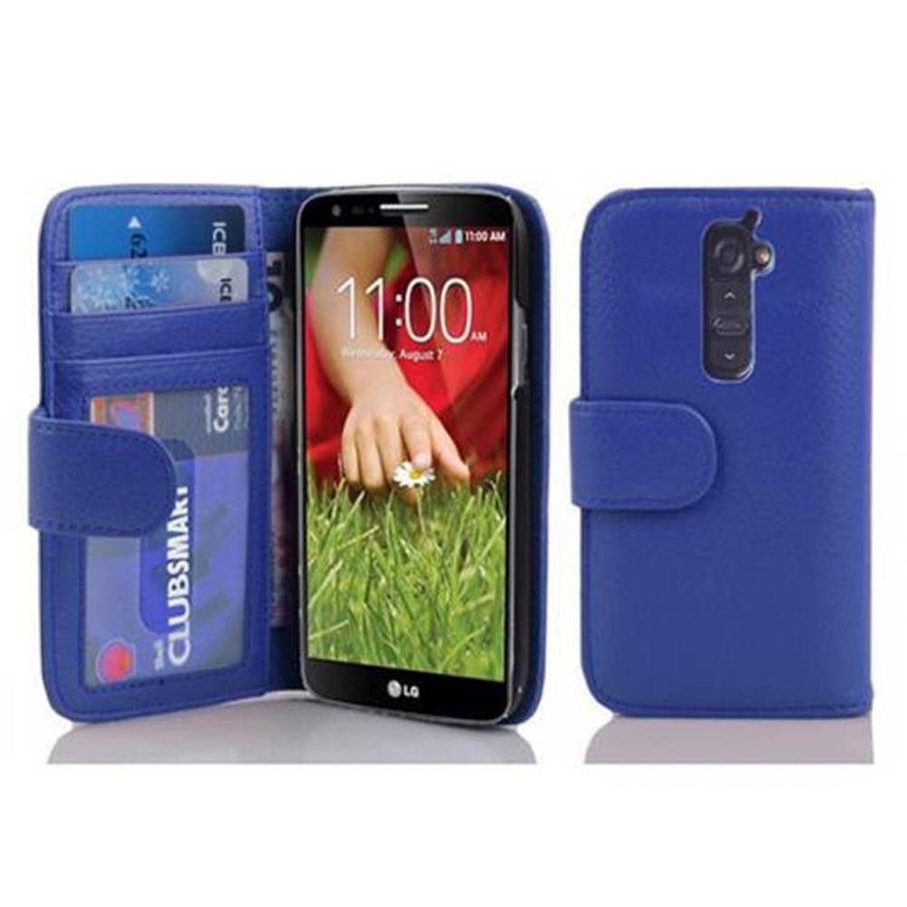 Cadorabo Hülle für LG G2 in Blau Backcover Handy Schutz Hülle Book Case Booklet Kartenfächer
