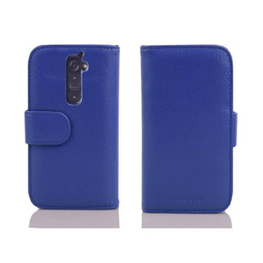 Cadorabo Hülle für LG G2 in Blau Backcover Handy Schutz Hülle Book Case Booklet Kartenfächer