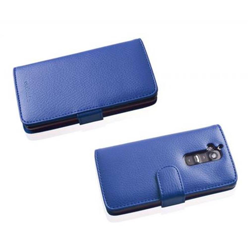 Cadorabo Hülle für LG G2 in Blau Backcover Handy Schutz Hülle Book Case Booklet Kartenfächer