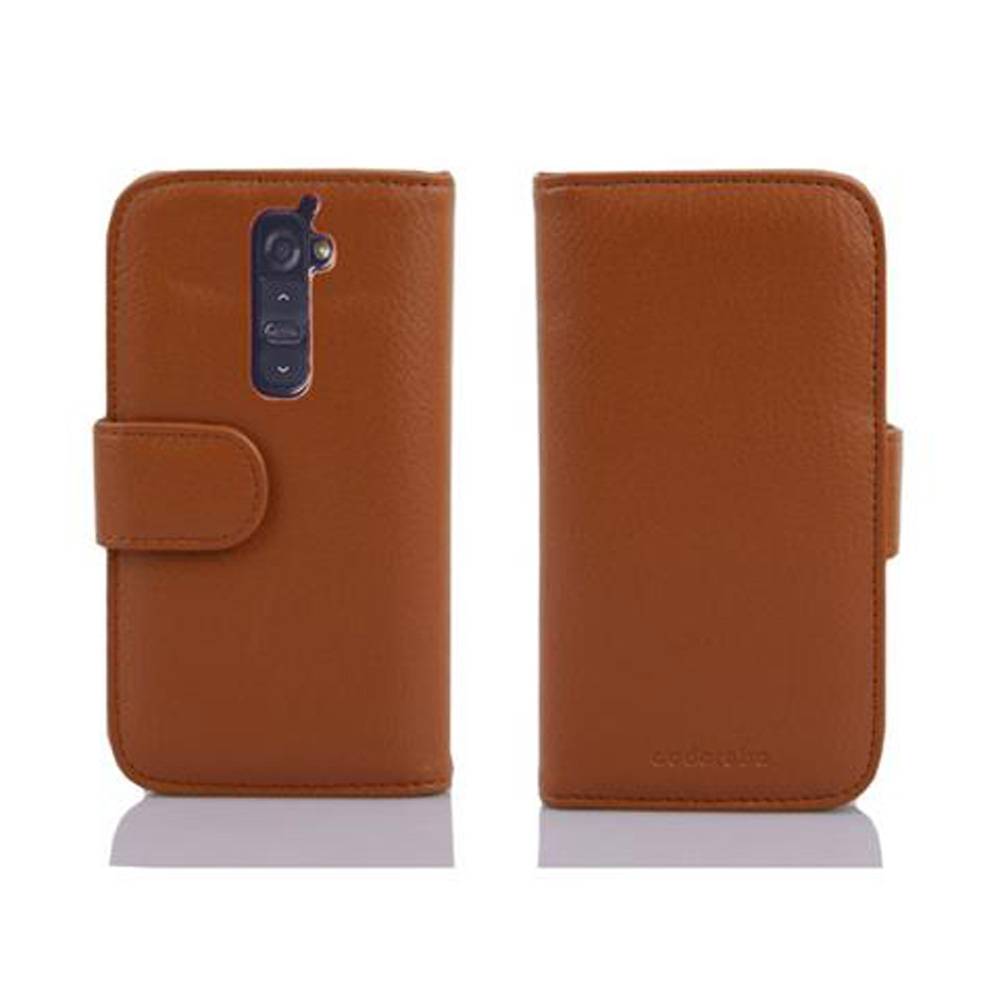 Cadorabo Hülle für LG G2 in Braun Backcover Handy Schutz Hülle Book Case Booklet Kartenfächer