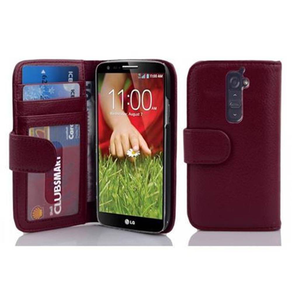 Cadorabo Hülle für LG G2 in Lila Backcover Handy Schutz Hülle Book Case Booklet Kartenfächer
