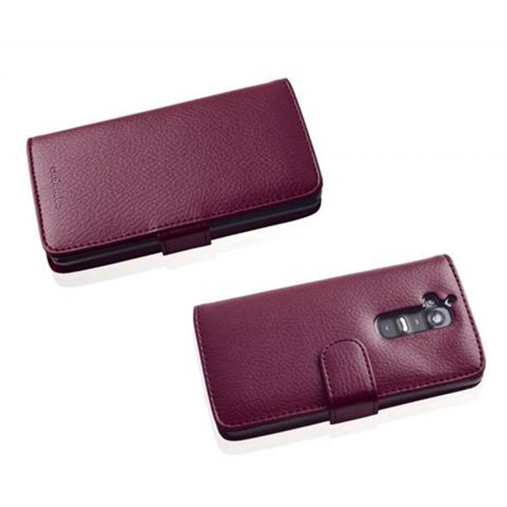 Cadorabo Hülle für LG G2 in Lila Backcover Handy Schutz Hülle Book Case Booklet Kartenfächer