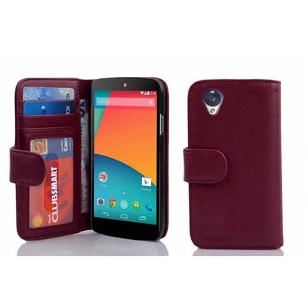 Cadorabo Hülle für LG Google NEXUS 5 in Lila Backcover Handy Schutz Hülle Book Case Booklet Kartenfächer