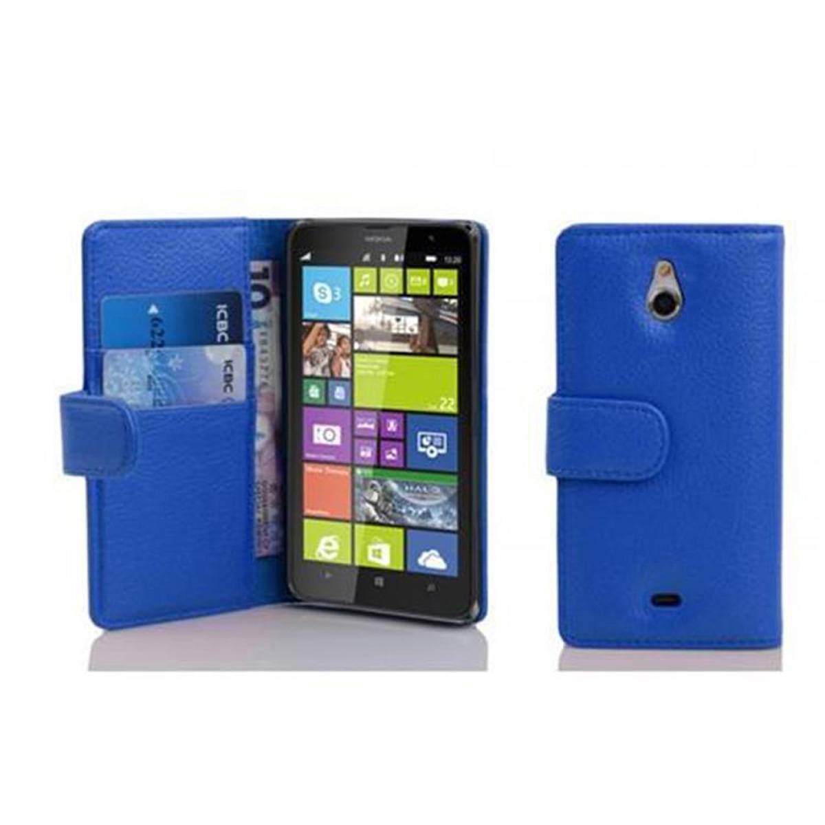 Cadorabo Schutzhülle für Nokia Lumia 1320 Hülle in Blau Handyhülle Etui Case Backcover Kunstleder Tasche