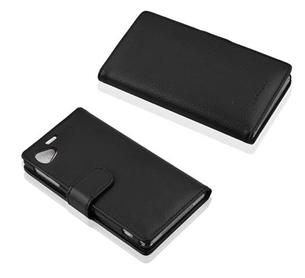 Cadorabo Schutzhülle für Sony Xperia Z1 COMPACT Hülle in Schwarz Handyhülle Etui Case Backcover Kunstleder Tasche