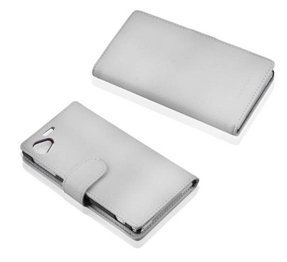 Cadorabo Schutzhülle für Sony Xperia Z1 COMPACT Hülle in Weiß Handyhülle Etui Case Backcover Kunstleder Tasche