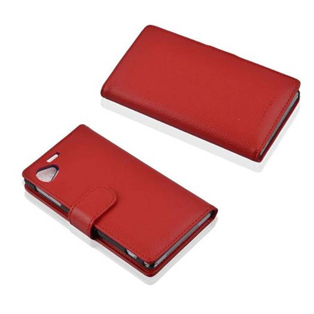 Cadorabo Schutzhülle für Sony Xperia Z1 COMPACT Hülle in Rot Handyhülle Etui Case Backcover Kunstleder Tasche
