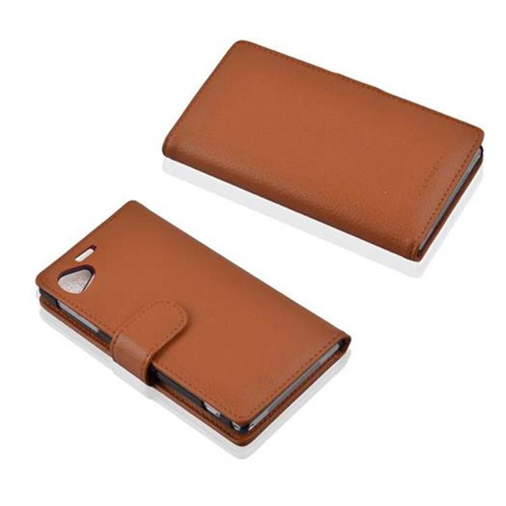 Cadorabo Schutzhülle für Sony Xperia Z1 COMPACT Hülle in Braun Handyhülle Etui Case Backcover Kunstleder Tasche