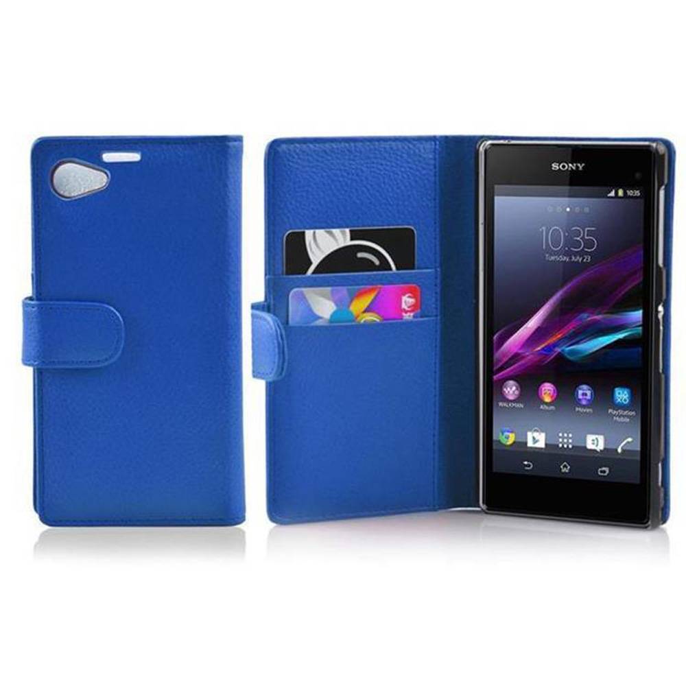 Cadorabo Schutzhülle für Sony Xperia Z1 COMPACT Hülle in Blau Handyhülle Etui Case Backcover Kunstleder Tasche