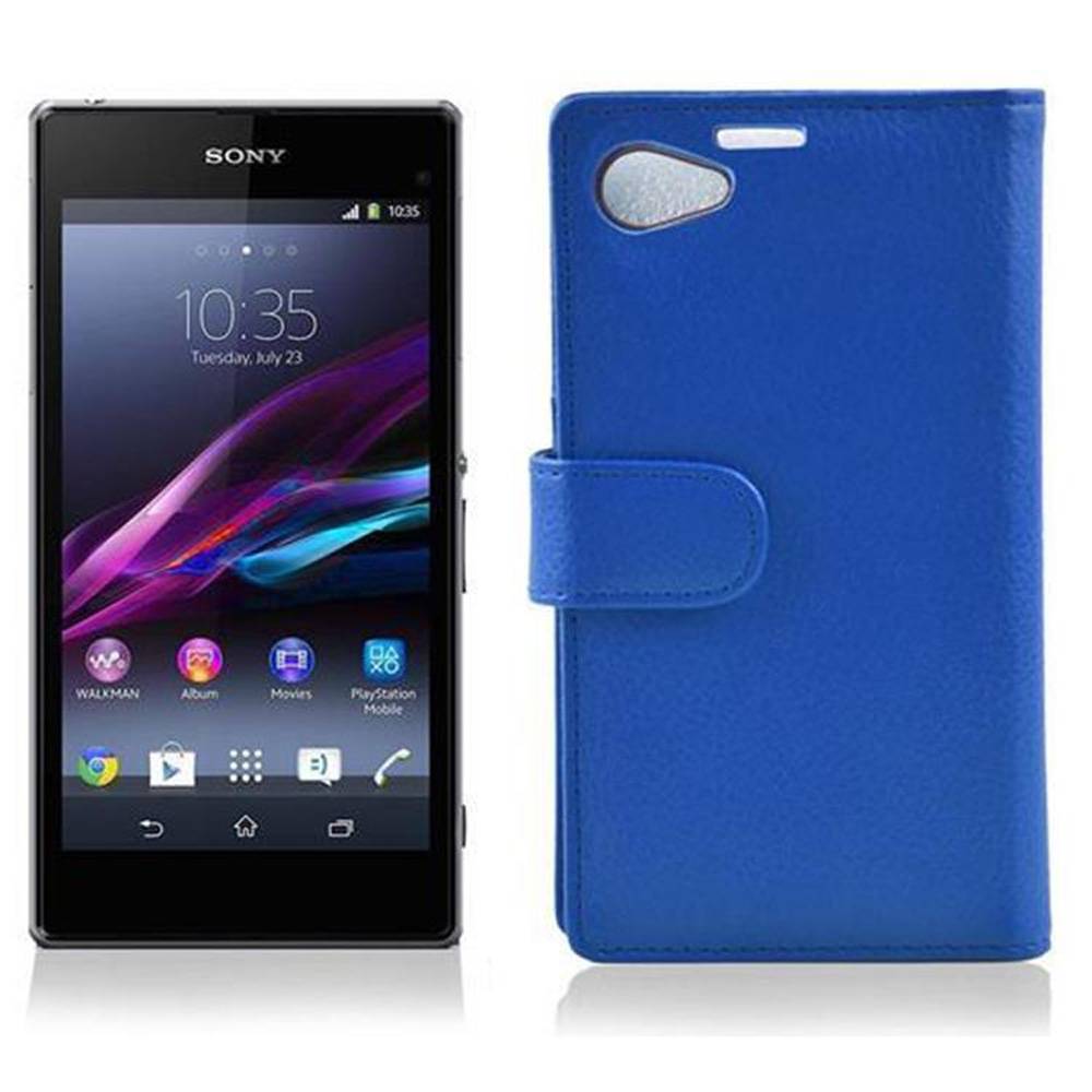 Cadorabo Schutzhülle für Sony Xperia Z1 COMPACT Hülle in Blau Handyhülle Etui Case Backcover Kunstleder Tasche