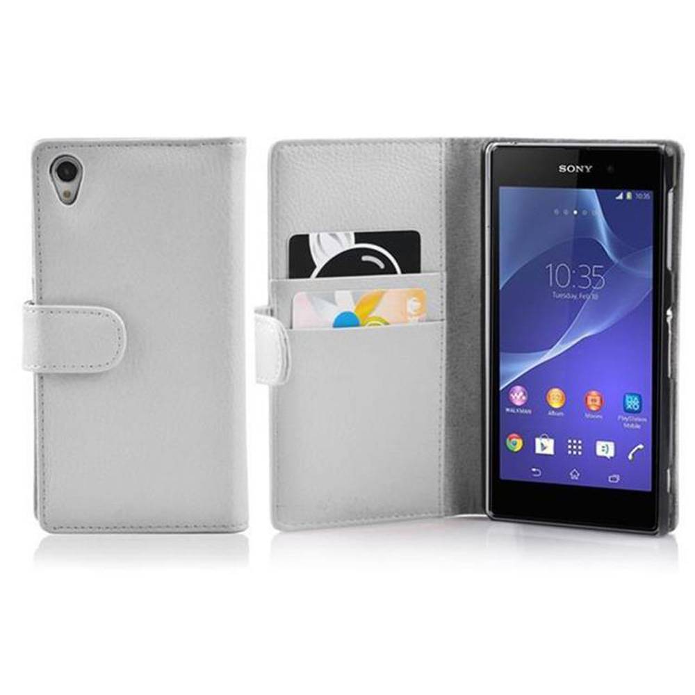 Cadorabo Schutzhülle für Sony Xperia Z2 Hülle in Weiß Handyhülle Etui Case Backcover Kunstleder Tasche