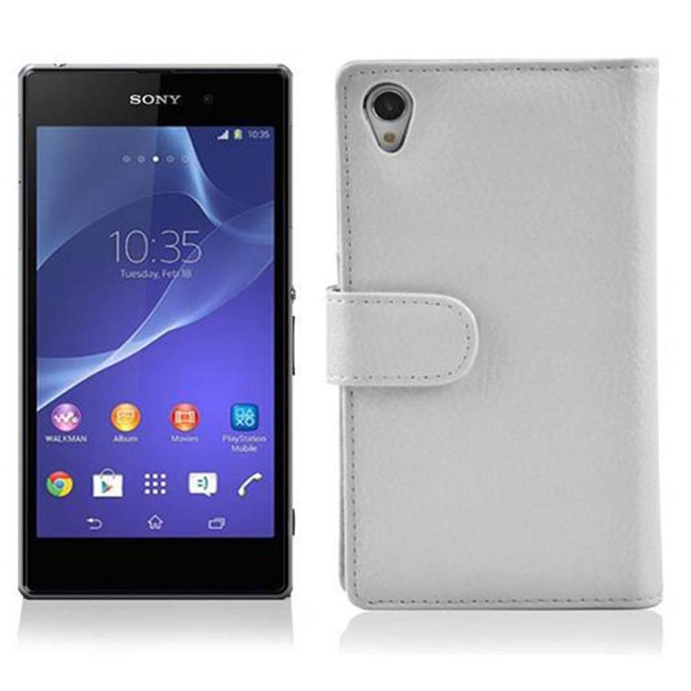 Cadorabo Schutzhülle für Sony Xperia Z2 Hülle in Weiß Handyhülle Etui Case Backcover Kunstleder Tasche