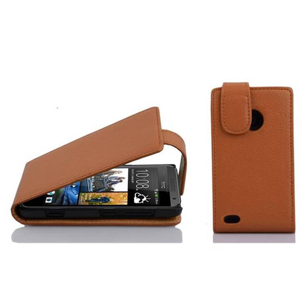 Cadorabo Schutzhülle für HTC Desire 300 Hülle in Braun Flip Etui Handyhülle Case Cover Kunstleder