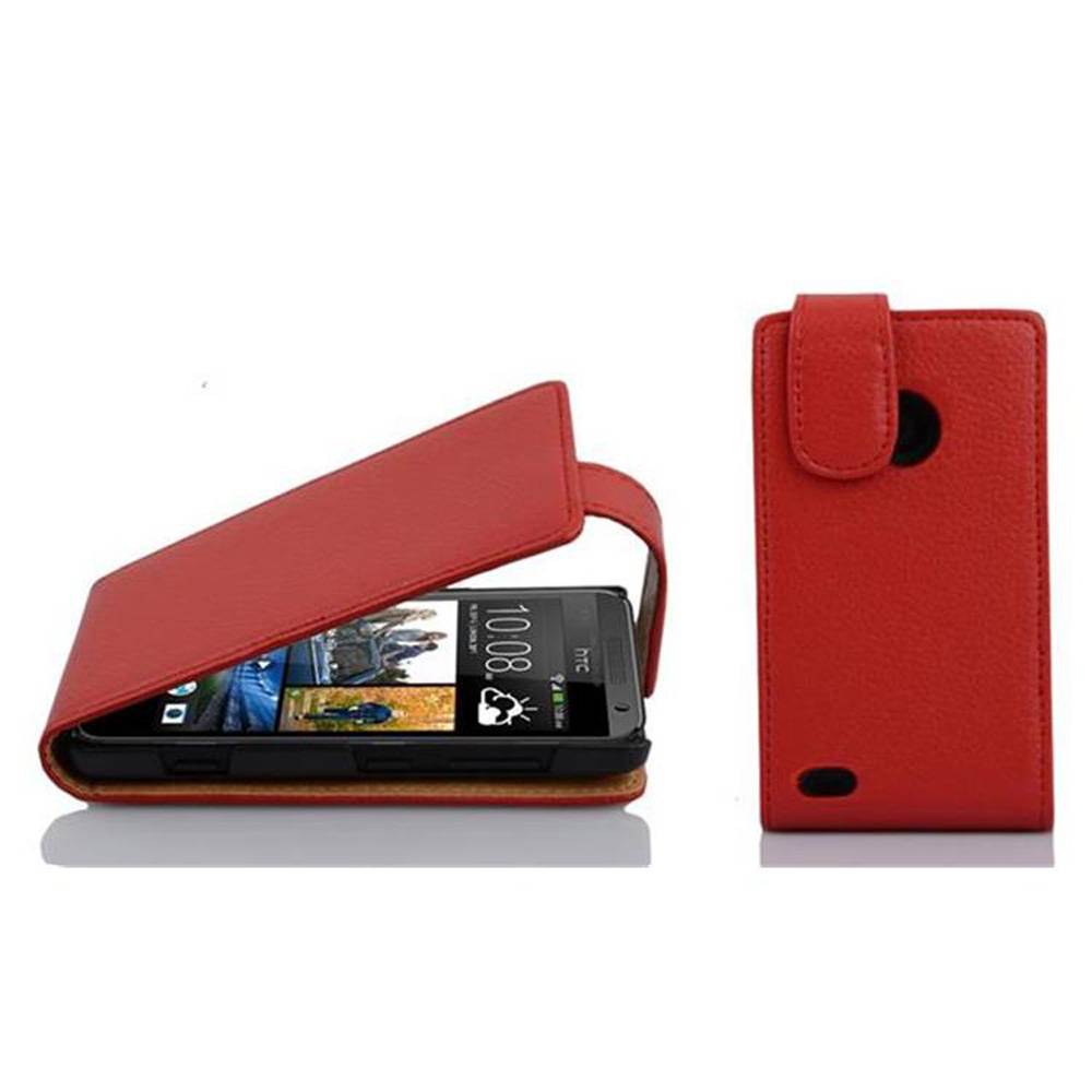 Cadorabo Schutzhülle für HTC Desire 300 Hülle in Rot Flip Etui Handyhülle Case Cover Kunstleder