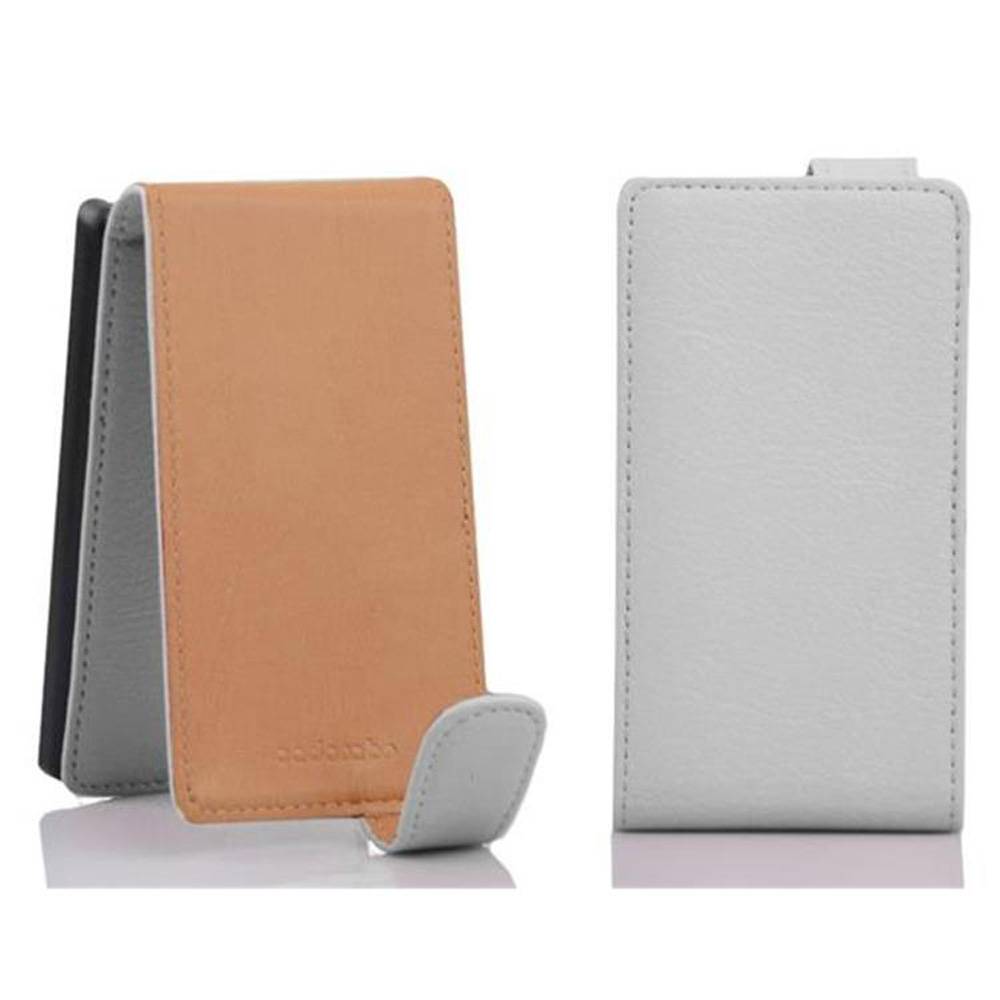 Cadorabo Schutzhülle für HTC Desire 300 Hülle in Weiß Flip Etui Handyhülle Case Cover Kunstleder