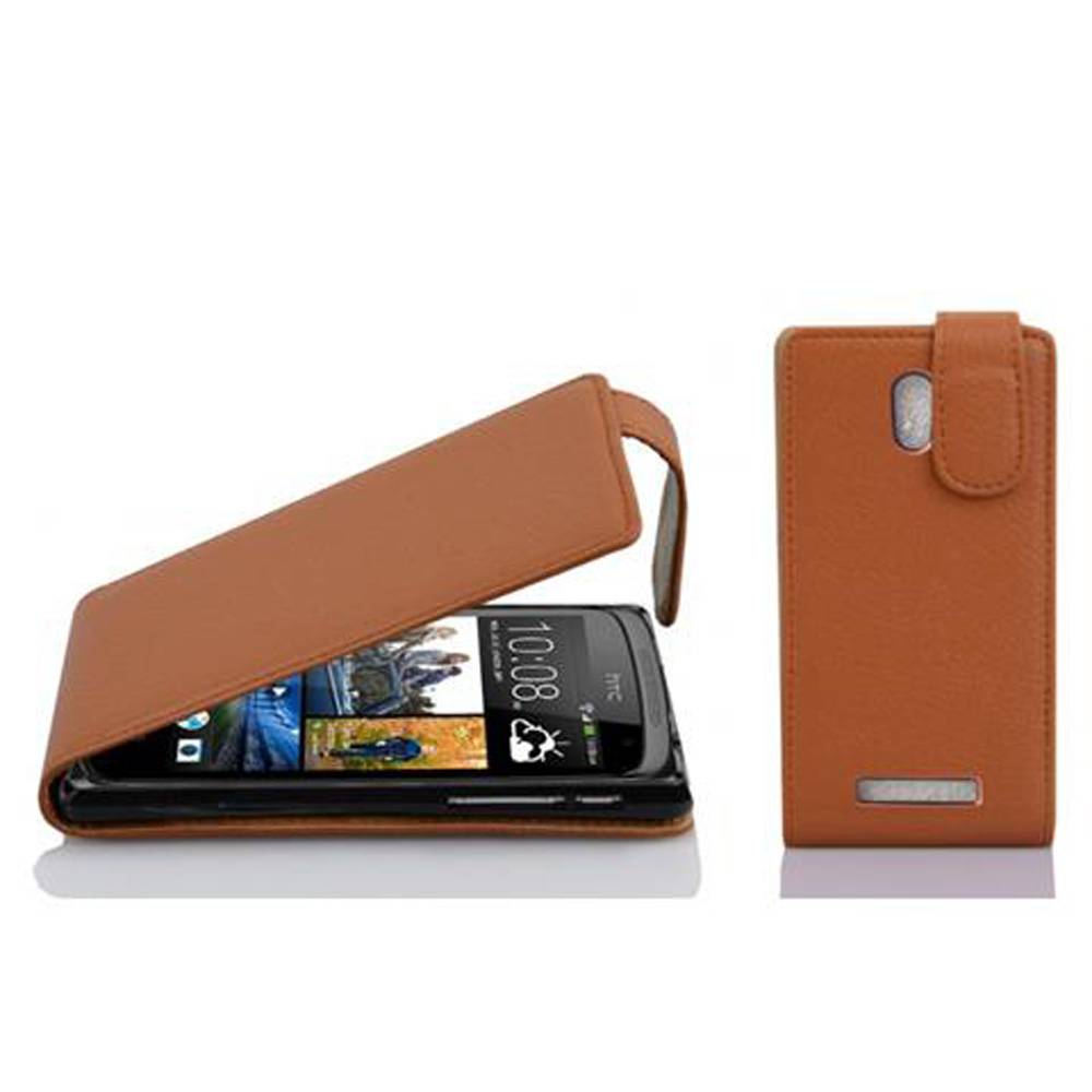 Cadorabo Schutzhülle für HTC Desire 500 Hülle in Braun Flip Etui Handyhülle Case Cover Kunstleder