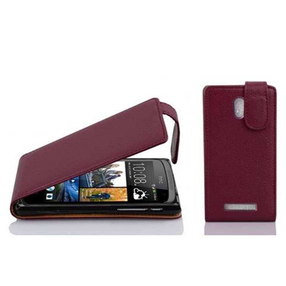 Cadorabo Schutzhülle für HTC Desire 500 Hülle in Lila Flip Etui Handyhülle Case Cover Kunstleder
