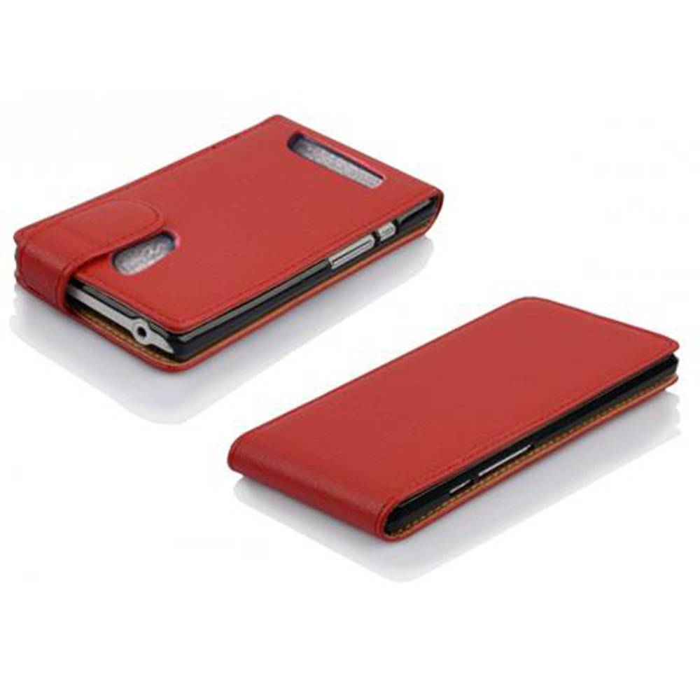 Cadorabo Schutzhülle für HTC Desire 500 Hülle in Rot Flip Etui Handyhülle Case Cover Kunstleder