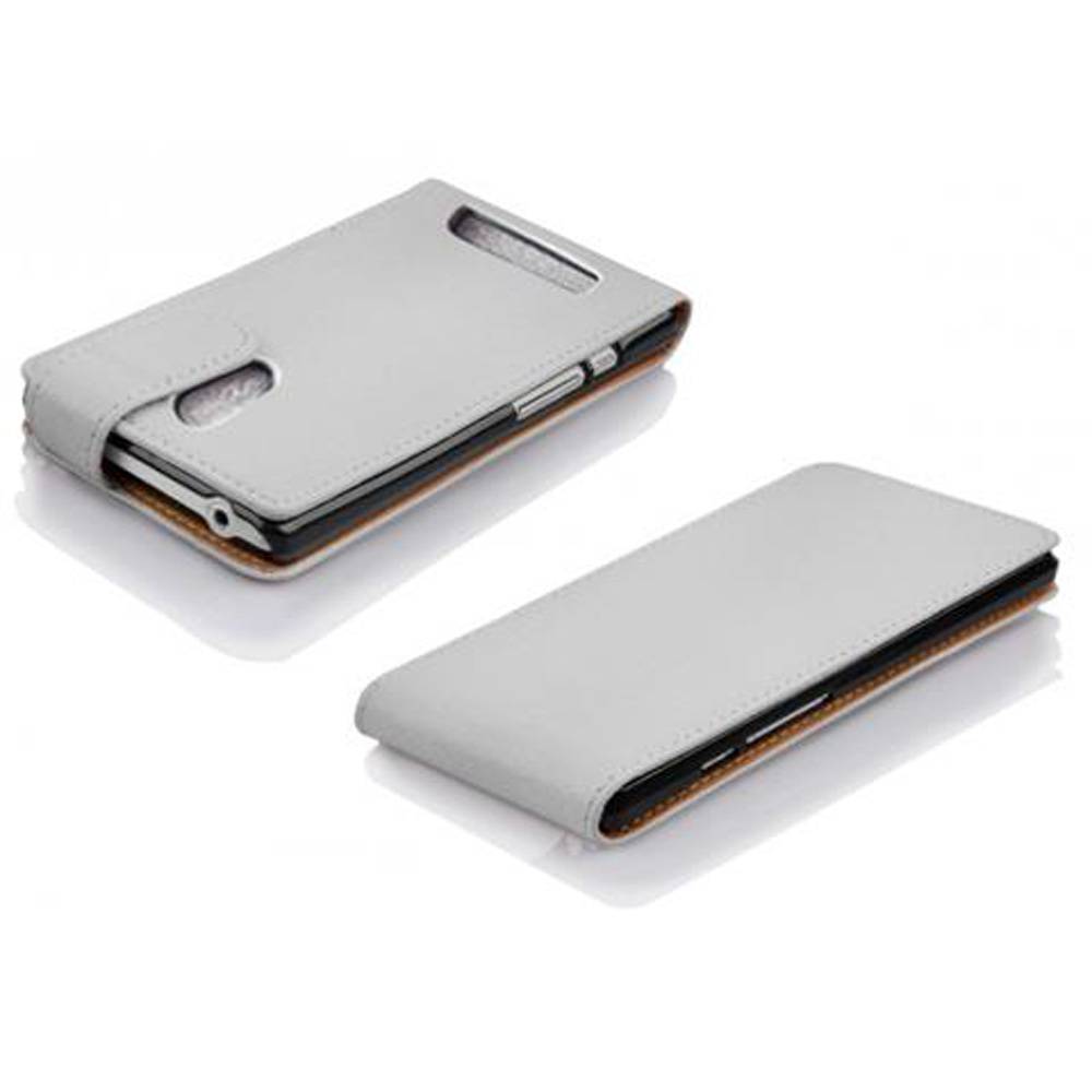 Cadorabo Schutzhülle für HTC Desire 500 Hülle in Weiß Flip Etui Handyhülle Case Cover Kunstleder