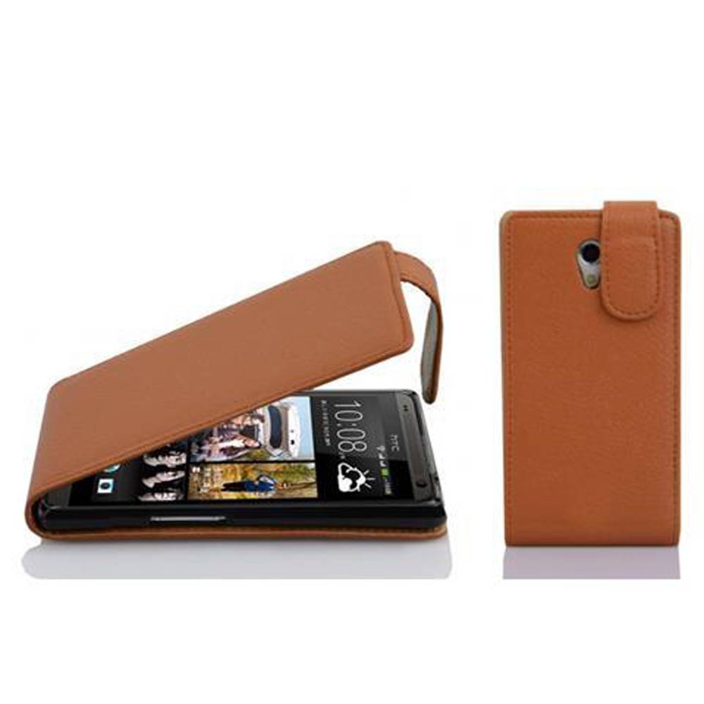 Cadorabo Schutzhülle für HTC Desire 600 Hülle in Braun Flip Etui Handyhülle Case Cover Kunstleder
