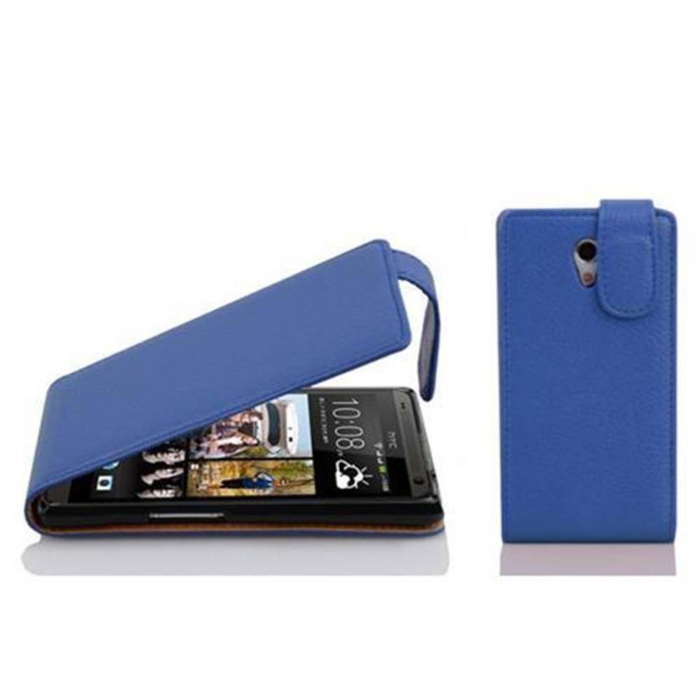 Cadorabo Schutzhülle für HTC Desire 700 Hülle in Blau Flip Etui Handyhülle Case Cover Kunstleder