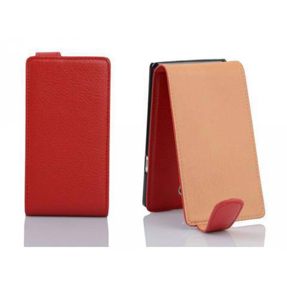 Cadorabo Schutzhülle für HTC Desire 700 Hülle in Rot Flip Etui Handyhülle Case Cover Kunstleder