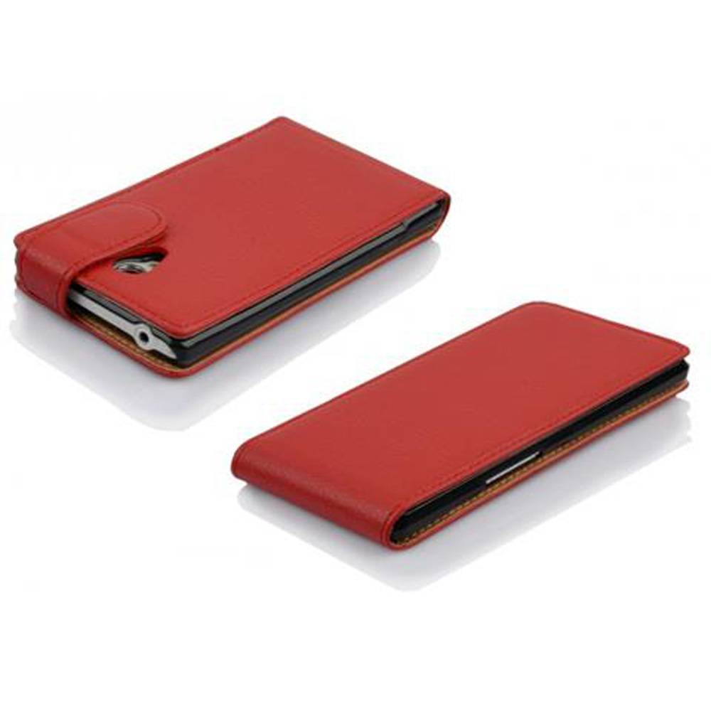 Cadorabo Schutzhülle für HTC Desire 700 Hülle in Rot Flip Etui Handyhülle Case Cover Kunstleder