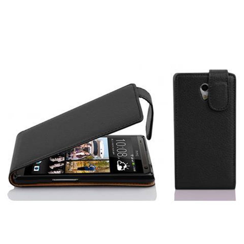 Cadorabo Schutzhülle für HTC Desire 700 Hülle in Schwarz Flip Etui Handyhülle Case Cover Kunstleder