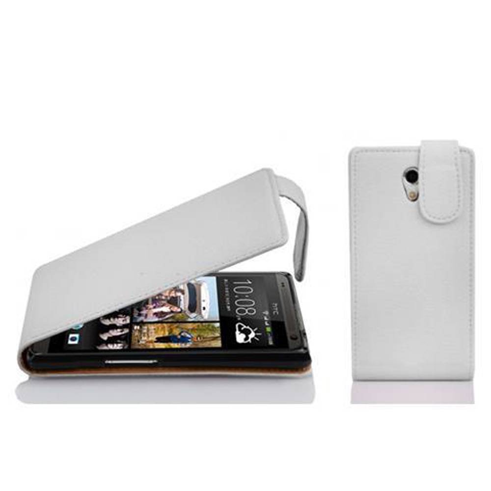 Cadorabo Schutzhülle für HTC Desire 700 Hülle in Weiß Flip Etui Handyhülle Case Cover Kunstleder