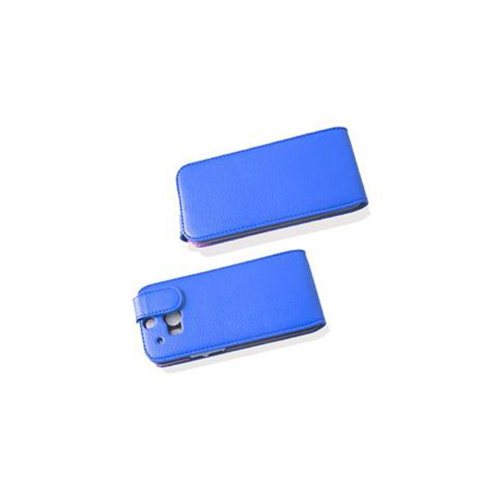 Cadorabo Schutzhülle für HTC ONE M8 Hülle in Blau Flip Etui Handyhülle Case Cover Kunstleder