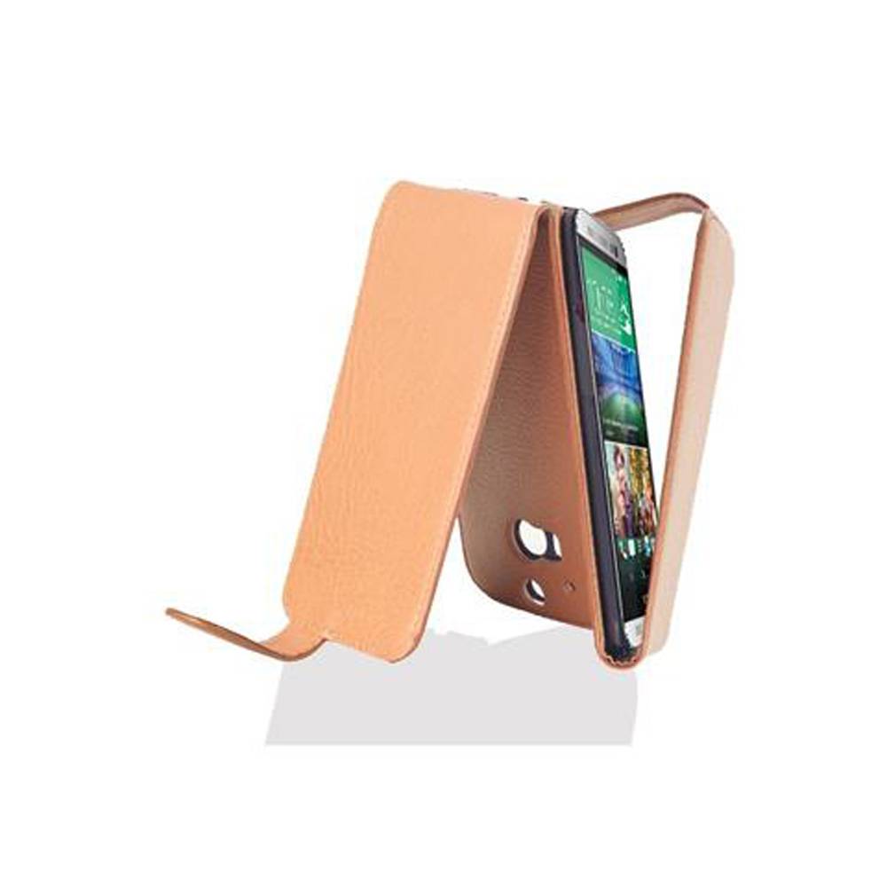 Cadorabo Schutzhülle für HTC ONE M8 Hülle in Braun Flip Etui Handyhülle Case Cover Kunstleder