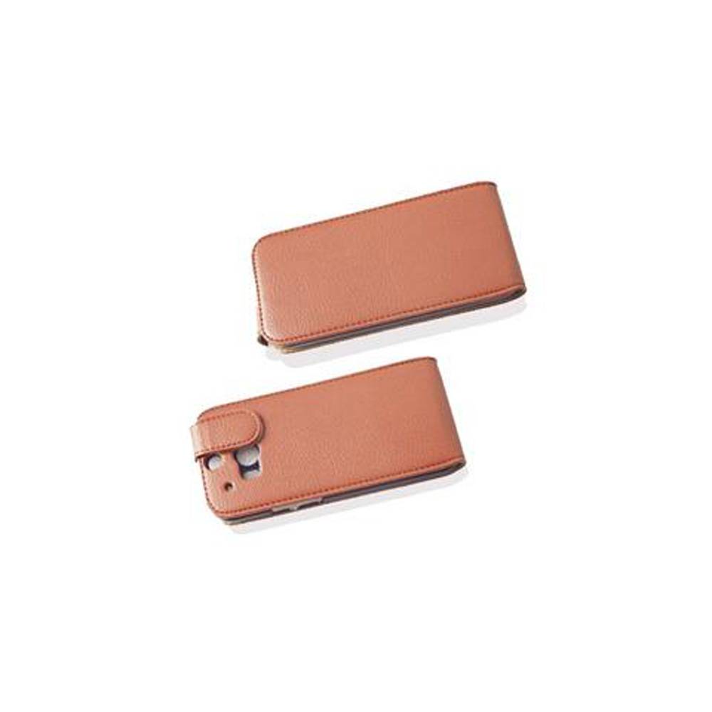 Cadorabo Schutzhülle für HTC ONE M8 Hülle in Braun Flip Etui Handyhülle Case Cover Kunstleder