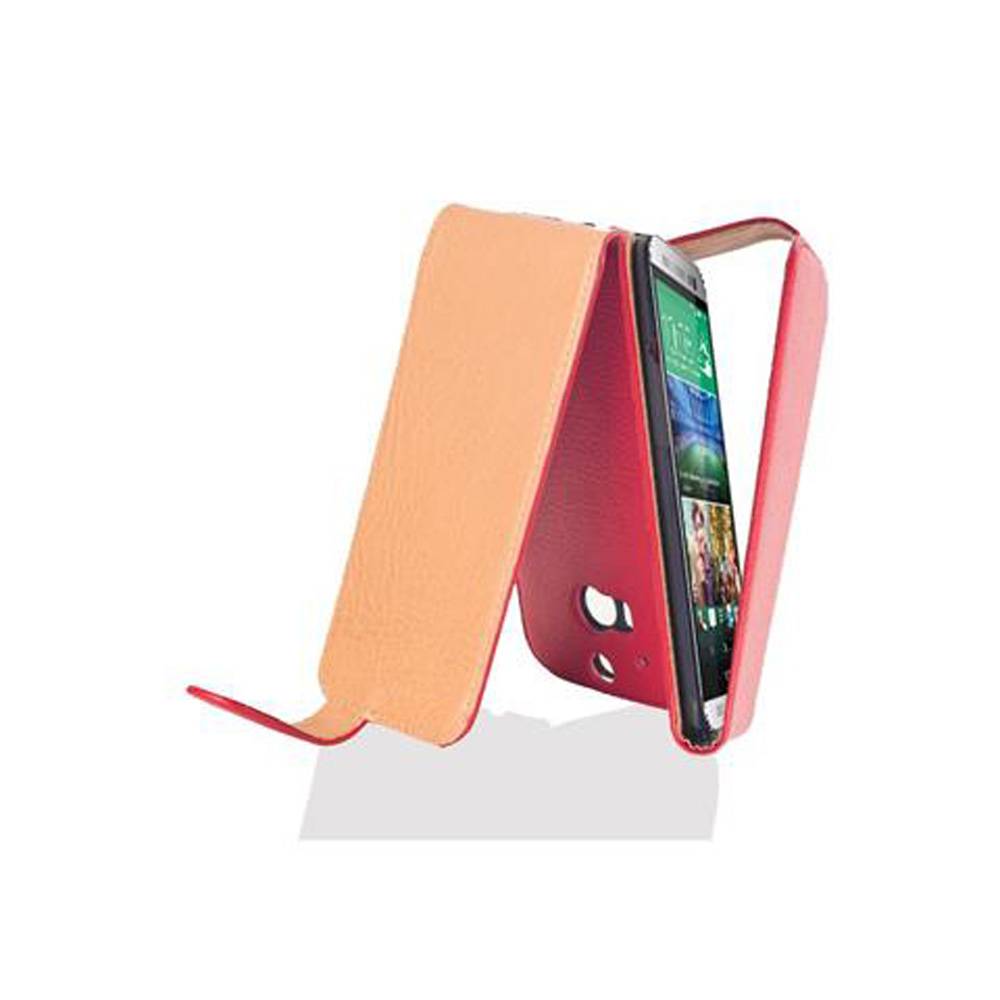 Cadorabo Schutzhülle für HTC ONE M8 Hülle in Rot Flip Etui Handyhülle Case Cover Kunstleder