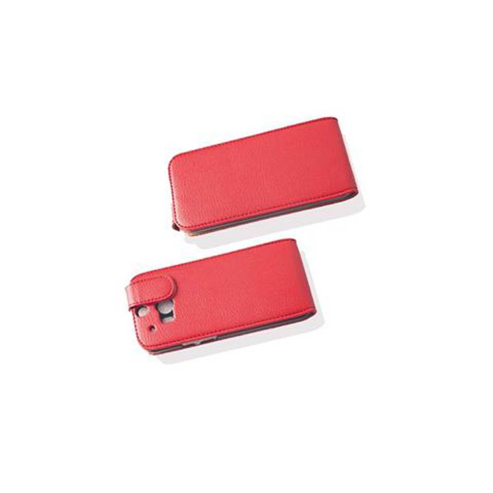 Cadorabo Schutzhülle für HTC ONE M8 Hülle in Rot Flip Etui Handyhülle Case Cover Kunstleder