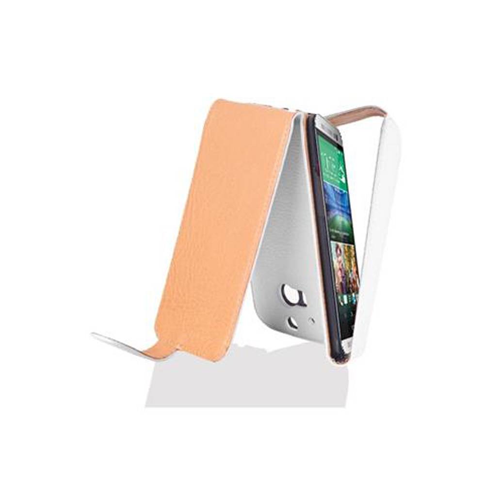 Cadorabo Schutzhülle für HTC ONE M8 Hülle in Weiß Flip Etui Handyhülle Case Cover Kunstleder