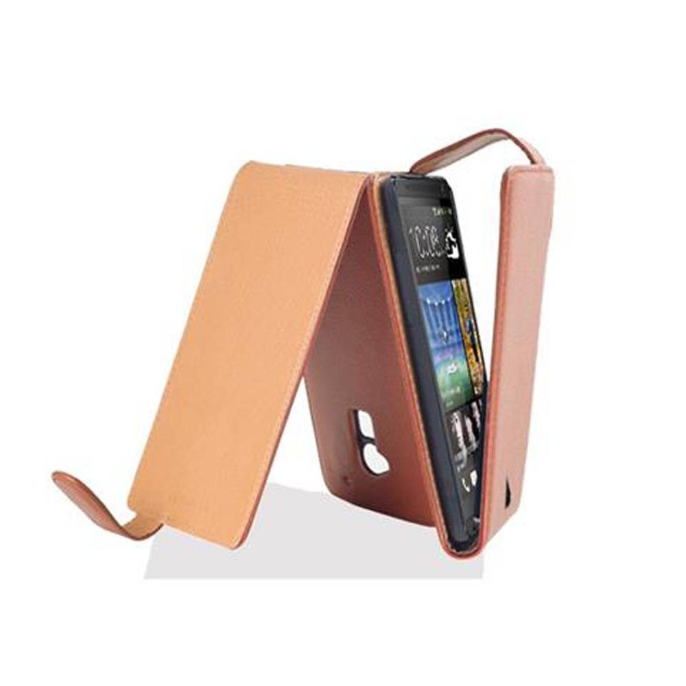 Cadorabo Schutzhülle für HTC ONE MAX T6 Hülle in Braun Flip Etui Handyhülle Case Cover Kunstleder