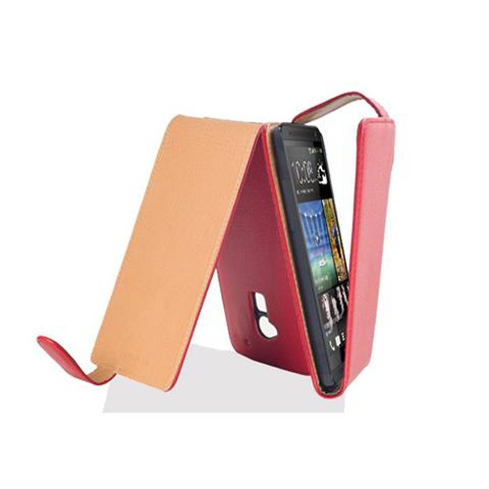 Cadorabo Schutzhülle für HTC ONE MAX T6 Hülle in Rot Flip Etui Handyhülle Case Cover Kunstleder