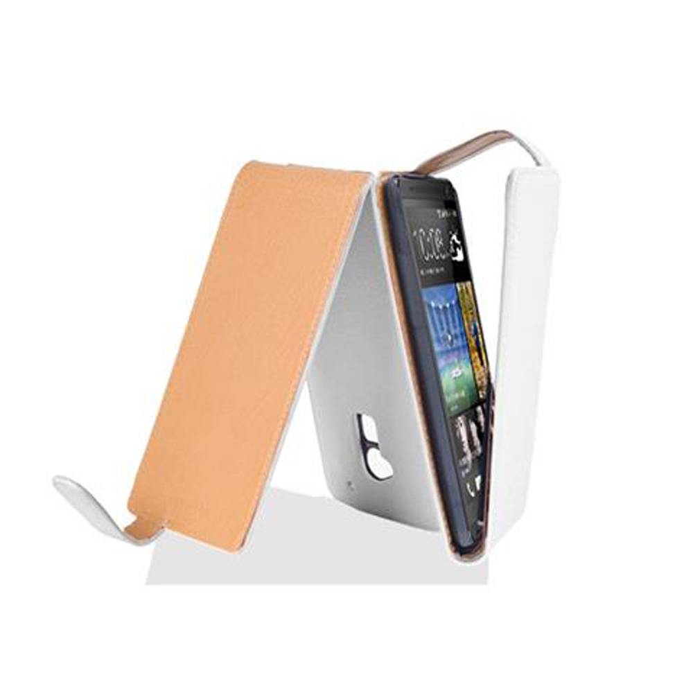 Cadorabo Schutzhülle für HTC ONE MAX T6 Hülle in Weiß Flip Etui Handyhülle Case Cover Kunstleder