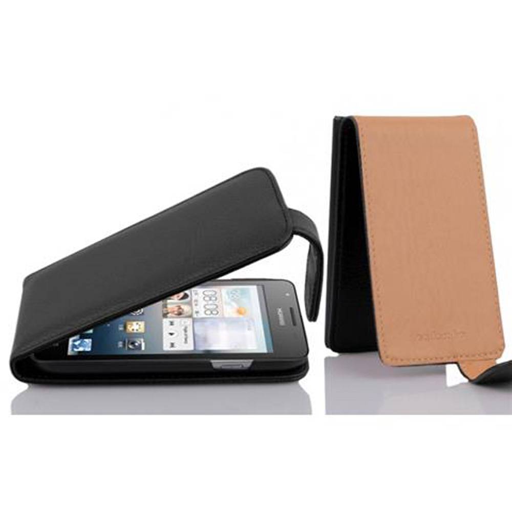 Cadorabo Schutzhülle für Huawei ASCEND G510 / G520 / G525 Hülle in Schwarz Flip Etui Handyhülle Case Cover Kunstleder