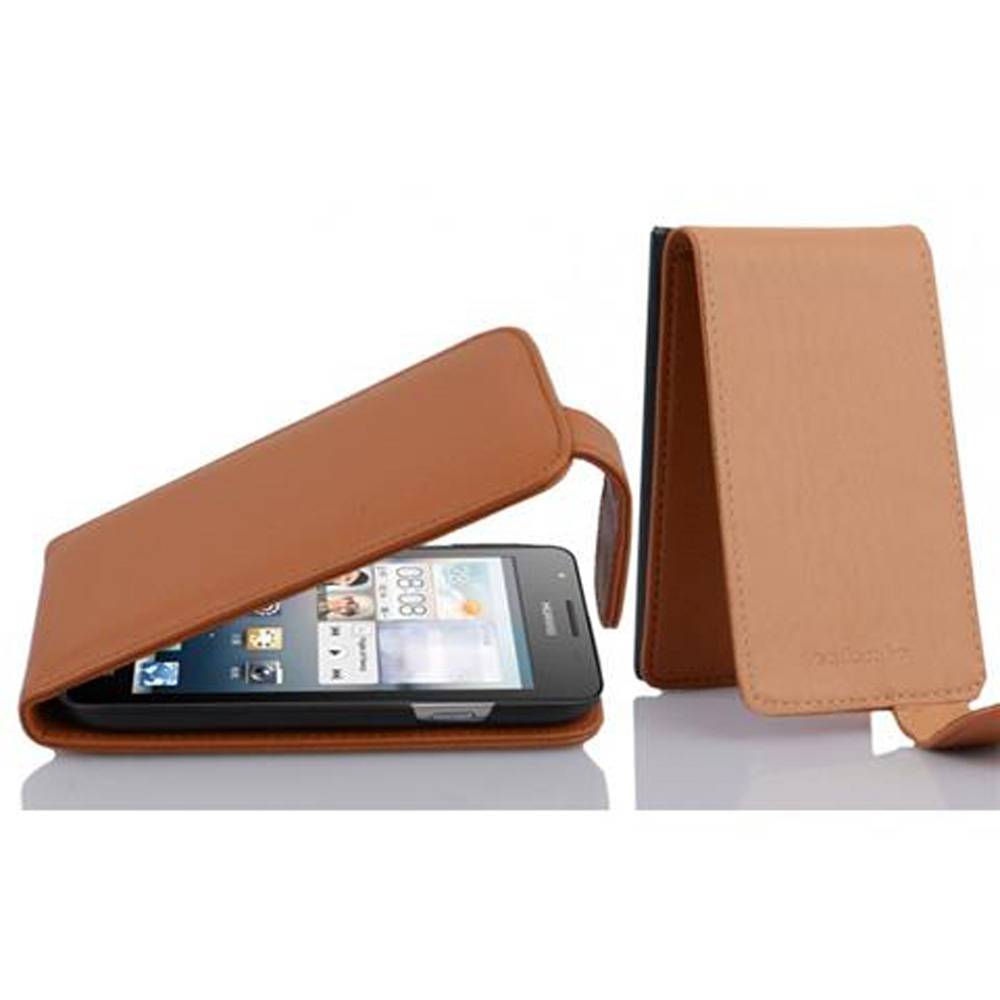 Cadorabo Schutzhülle für Huawei ASCEND G510 / G520 / G525 Hülle in Braun Flip Etui Handyhülle Case Cover Kunstleder