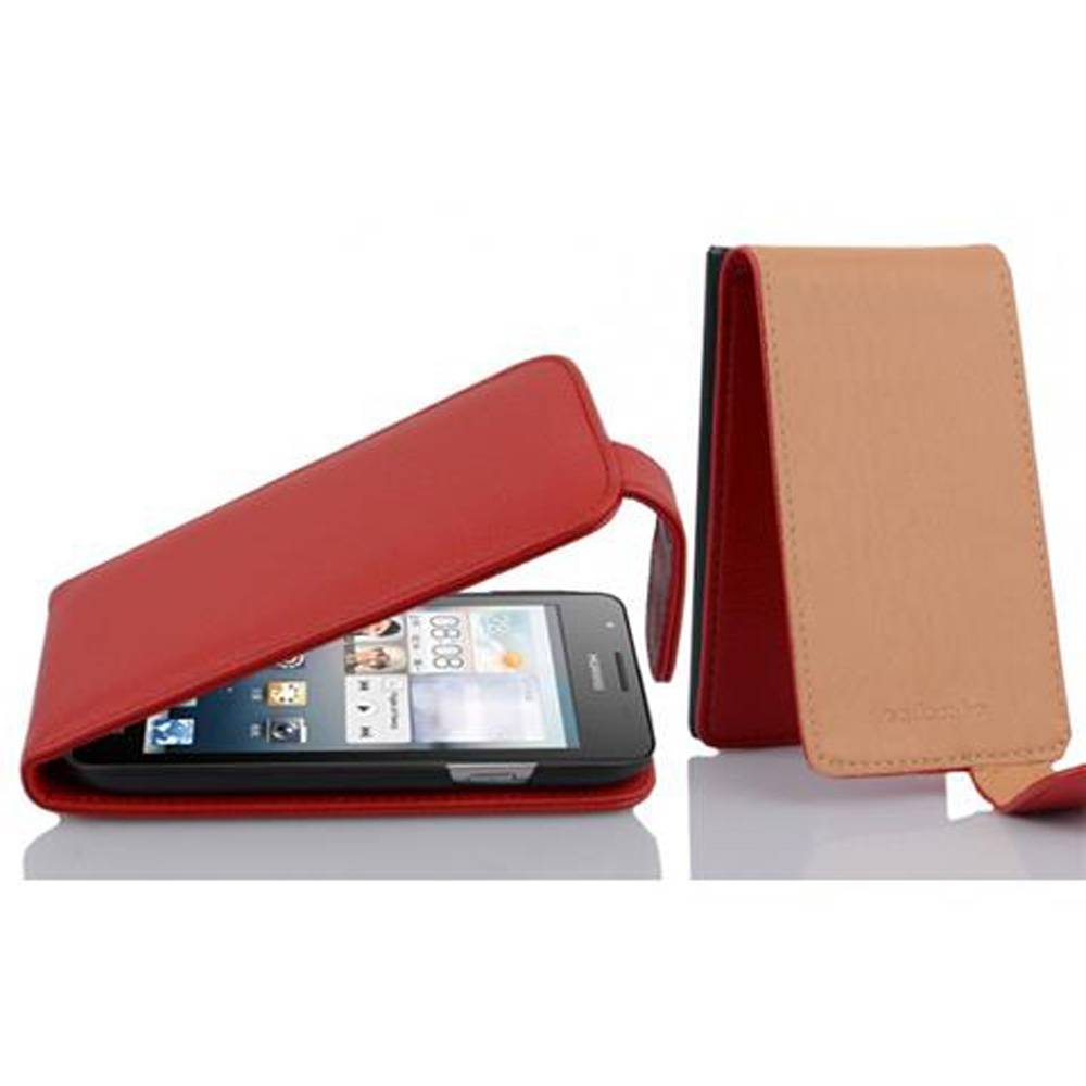 Cadorabo Schutzhülle für Huawei ASCEND G510 / G520 / G525 Hülle in Rot Flip Etui Handyhülle Case Cover Kunstleder