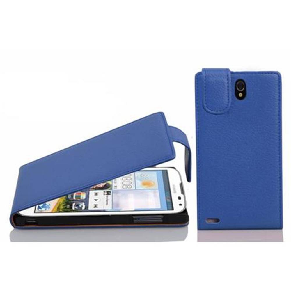 Cadorabo Schutzhülle für Huawei ASCEND G610 Hülle in Blau Flip Etui Handyhülle Case Cover Kunstleder