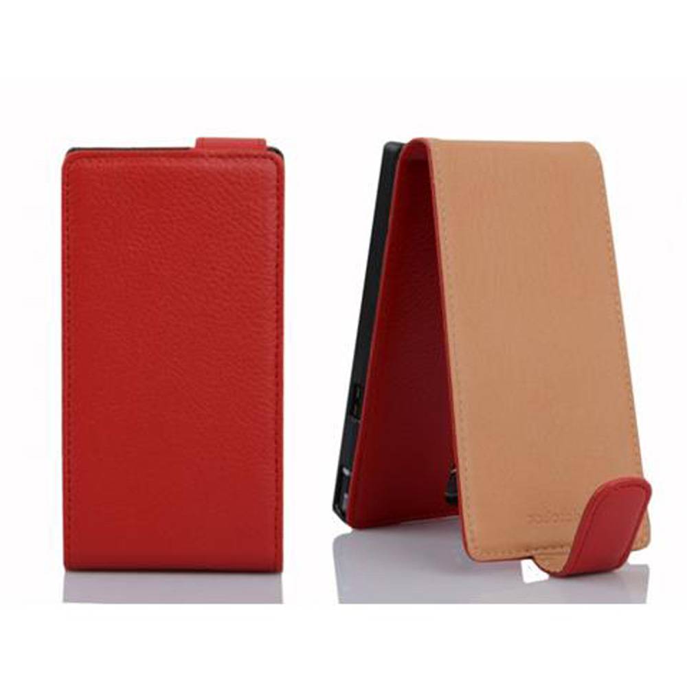 Cadorabo Schutzhülle für Huawei ASCEND G610 Hülle in Rot Flip Etui Handyhülle Case Cover Kunstleder
