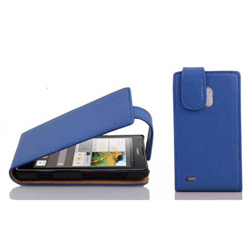 Cadorabo Schutzhülle für Huawei ASCEND G700 Hülle in Blau Flip Etui Handyhülle Case Cover Kunstleder