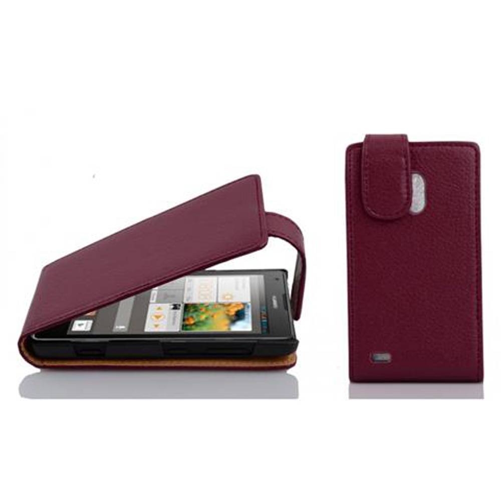 Cadorabo Schutzhülle für Huawei ASCEND G700 Hülle in Lila Flip Etui Handyhülle Case Cover Kunstleder